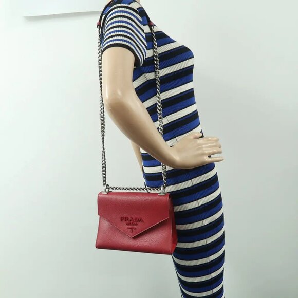 PRADA Monochrome Red Leather Shoulder Bag 891-032625 - Picture 12 of 12